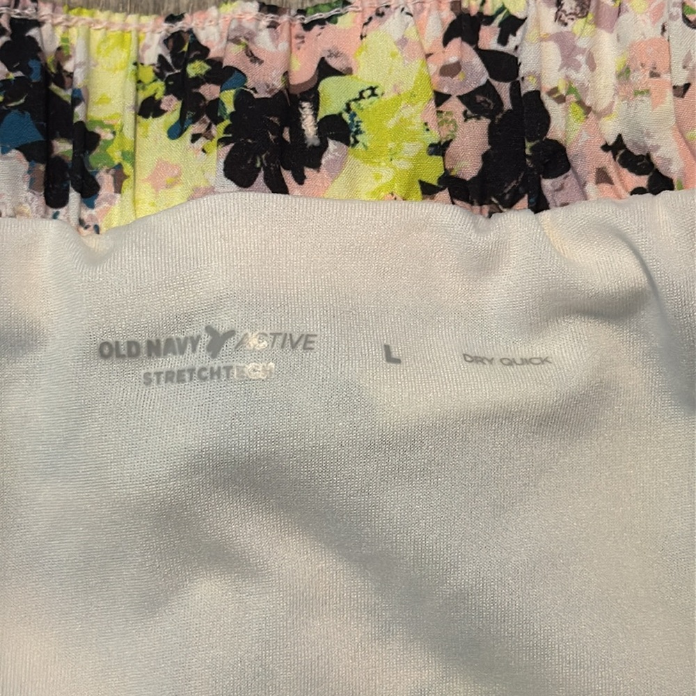 Old Navy‎ Pink and Yellow Athletic Shorts Vibrant Floral Design-size L - Picture 4 of 6
